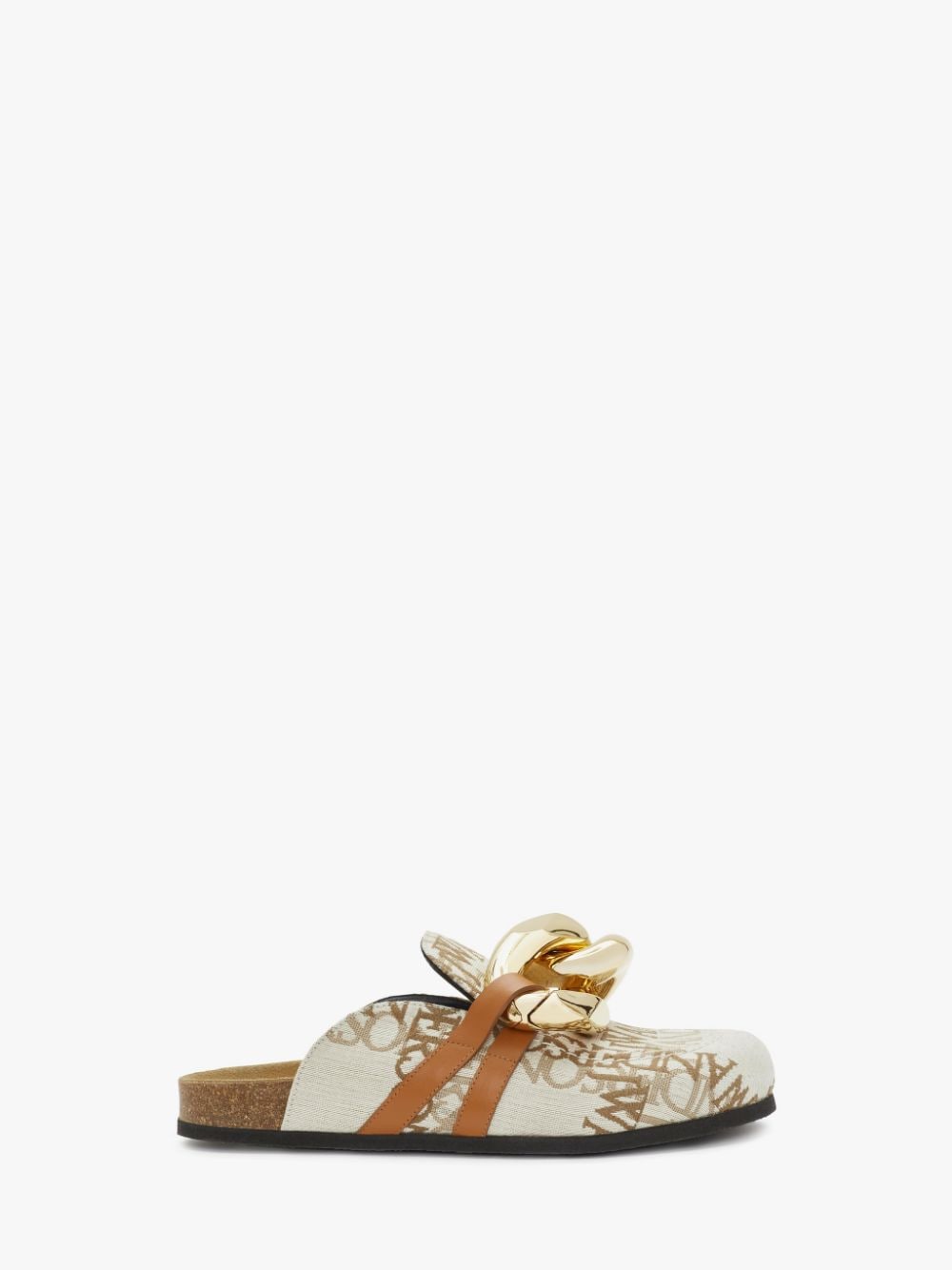BEIGE CALF SUEDE CHAIN MULES