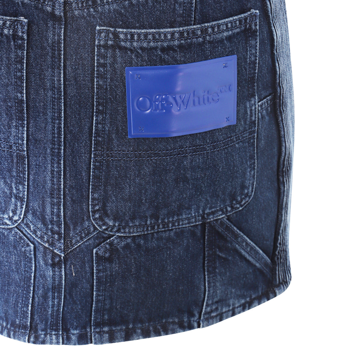 DARK BLUE COTTON BLEND DENIM SKIRT