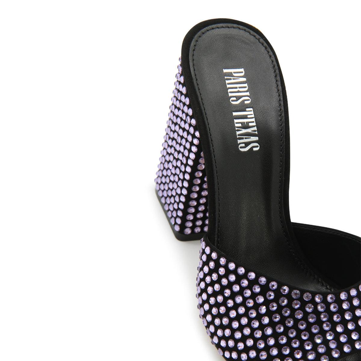 BLACK AND VIOLET LEATHER MULES