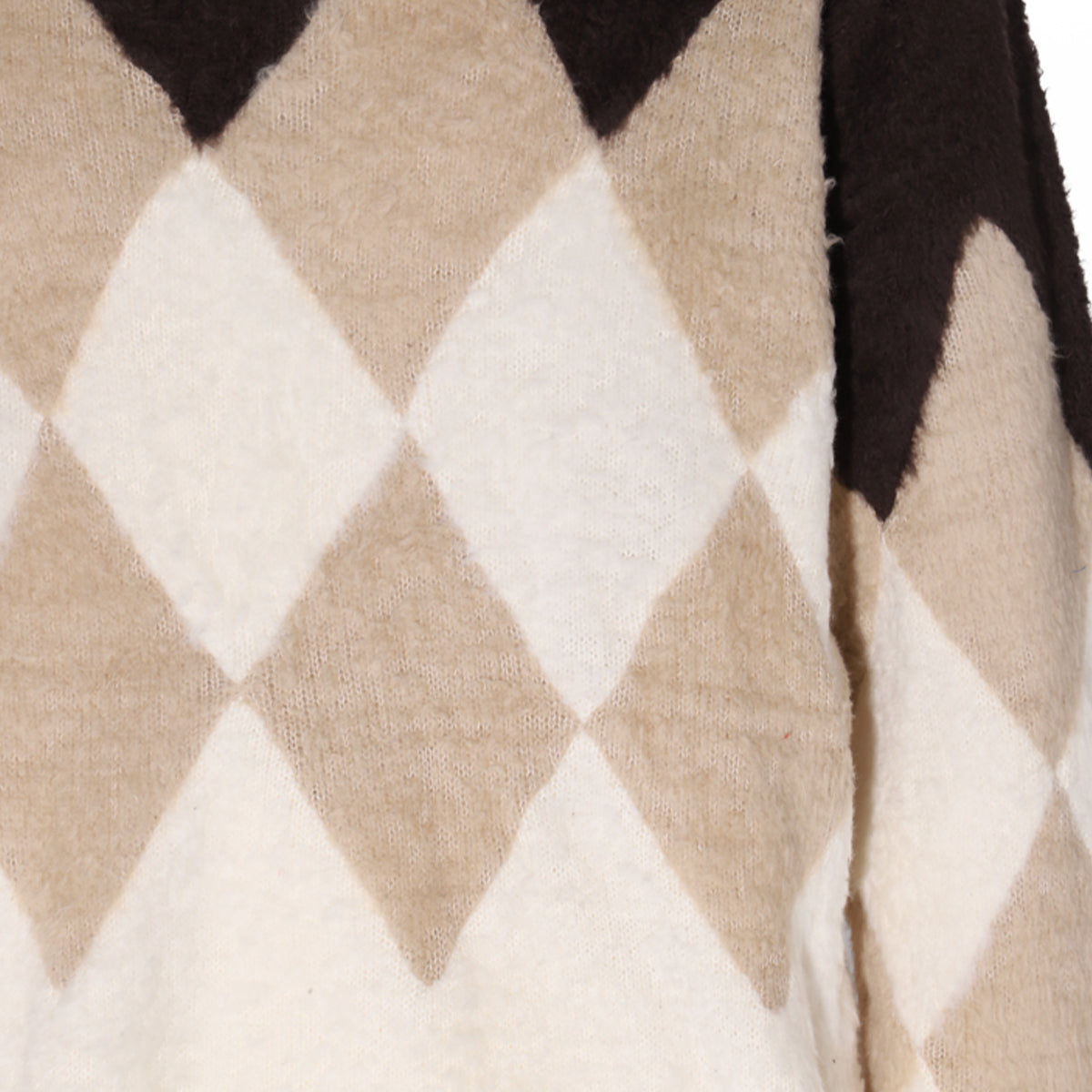 BROWN COTTON CHECK SWEATER