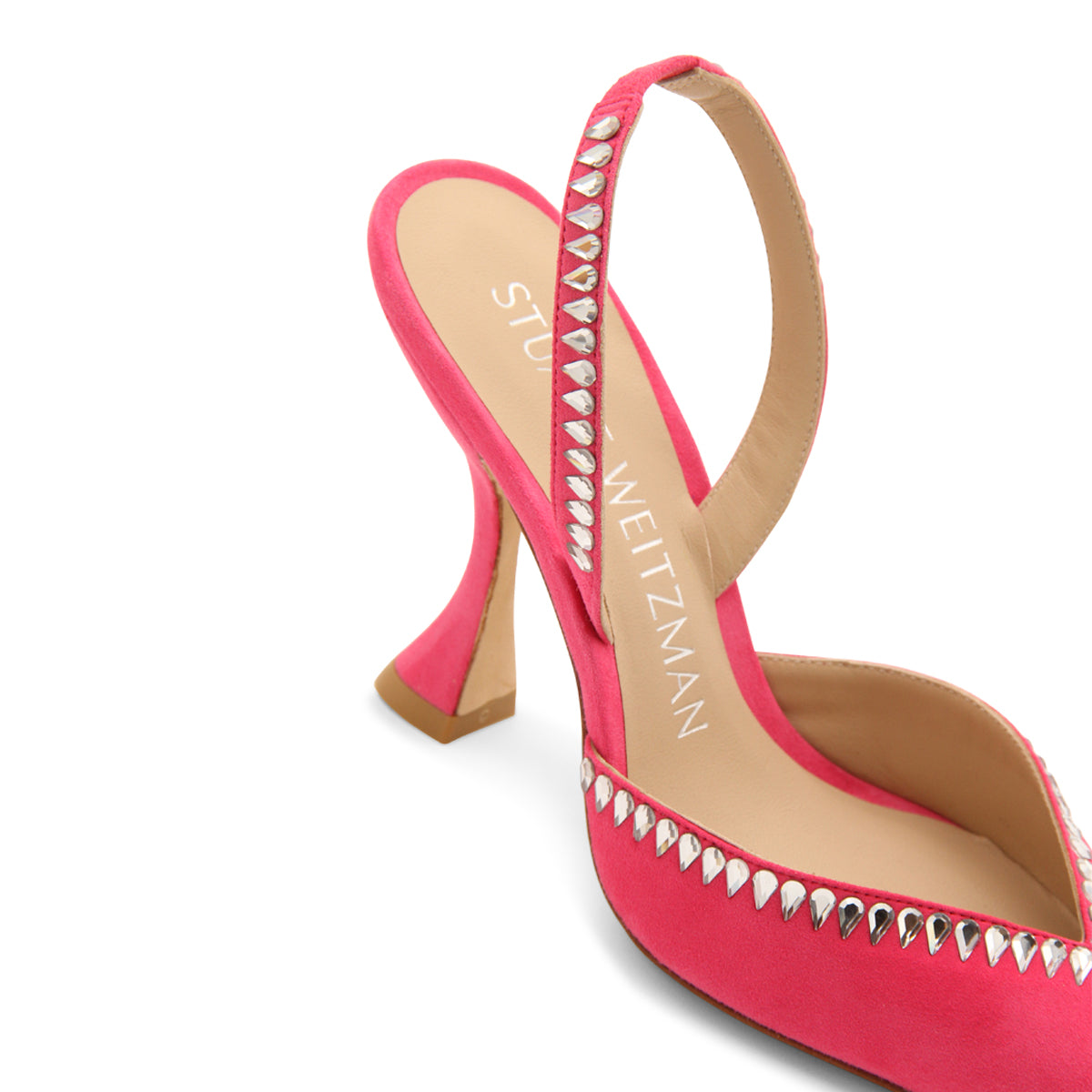 FUCHSIA LEATHER GEMCUT XCURVE PUMPS