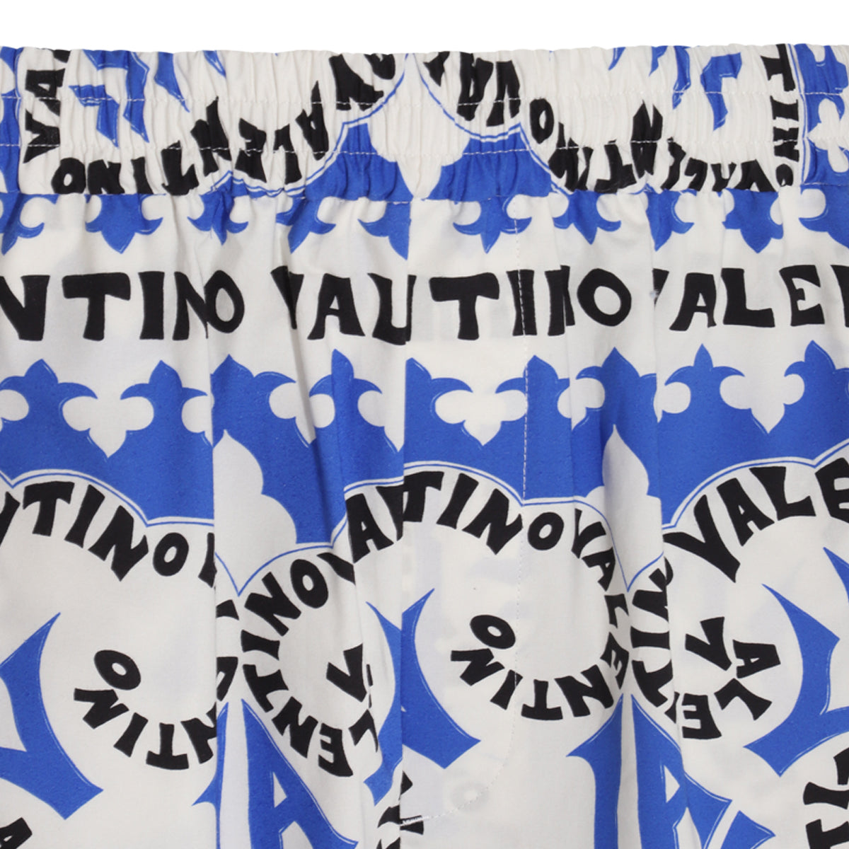 BLUE, WHITE AND BLACK COTTON BERMUDA SHORTS