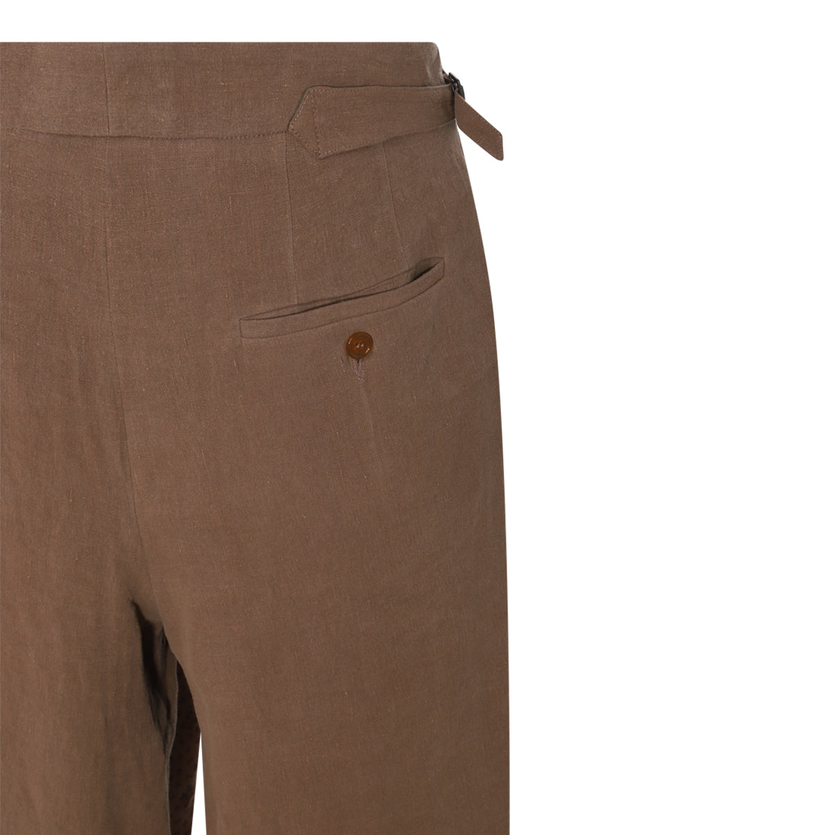 BROWN LINEN BERTRAM TAILORED PANTS