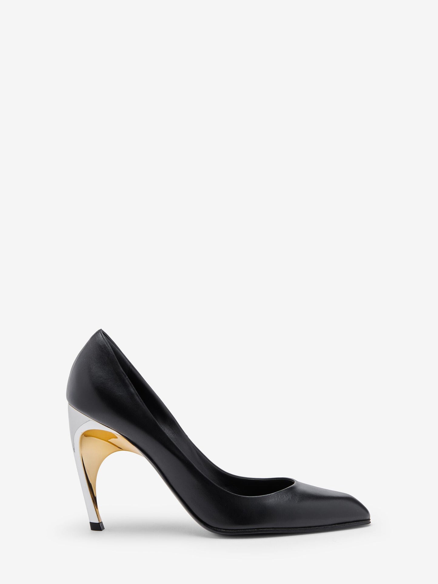 LEATHER PUMPS W/METAL HEEL