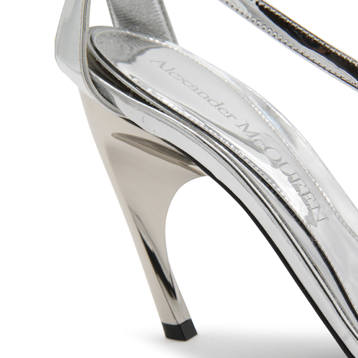 SILVER-TONE LEATHER TWISTED ARMADILLO SANDALS