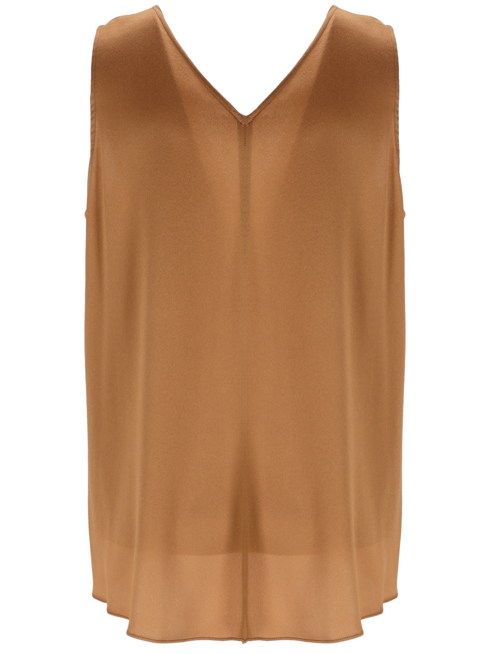 LIGHT BROWN SILK BLEND TOP