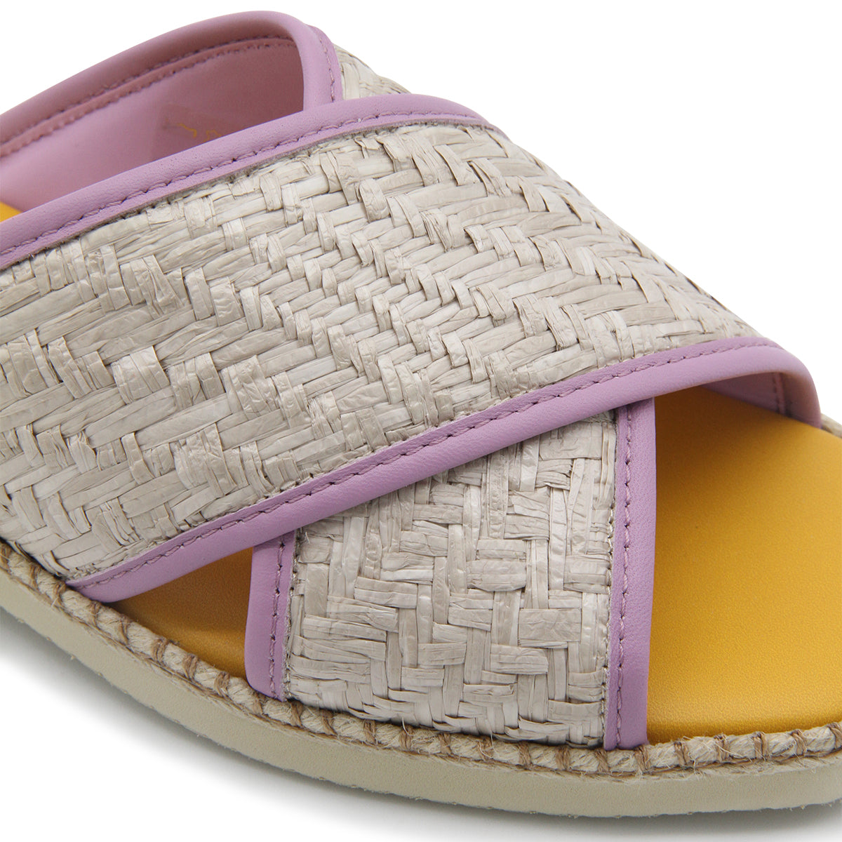 YELLOW AND LILAC LEATHER FLATS