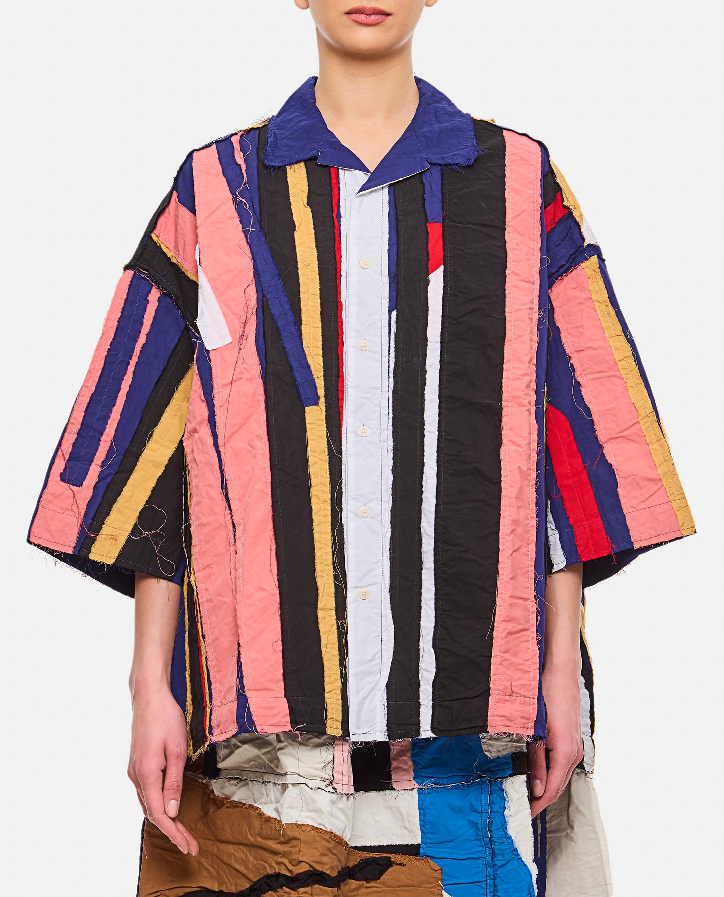 APRIL SHIRT-STRIPE PATCHWORK