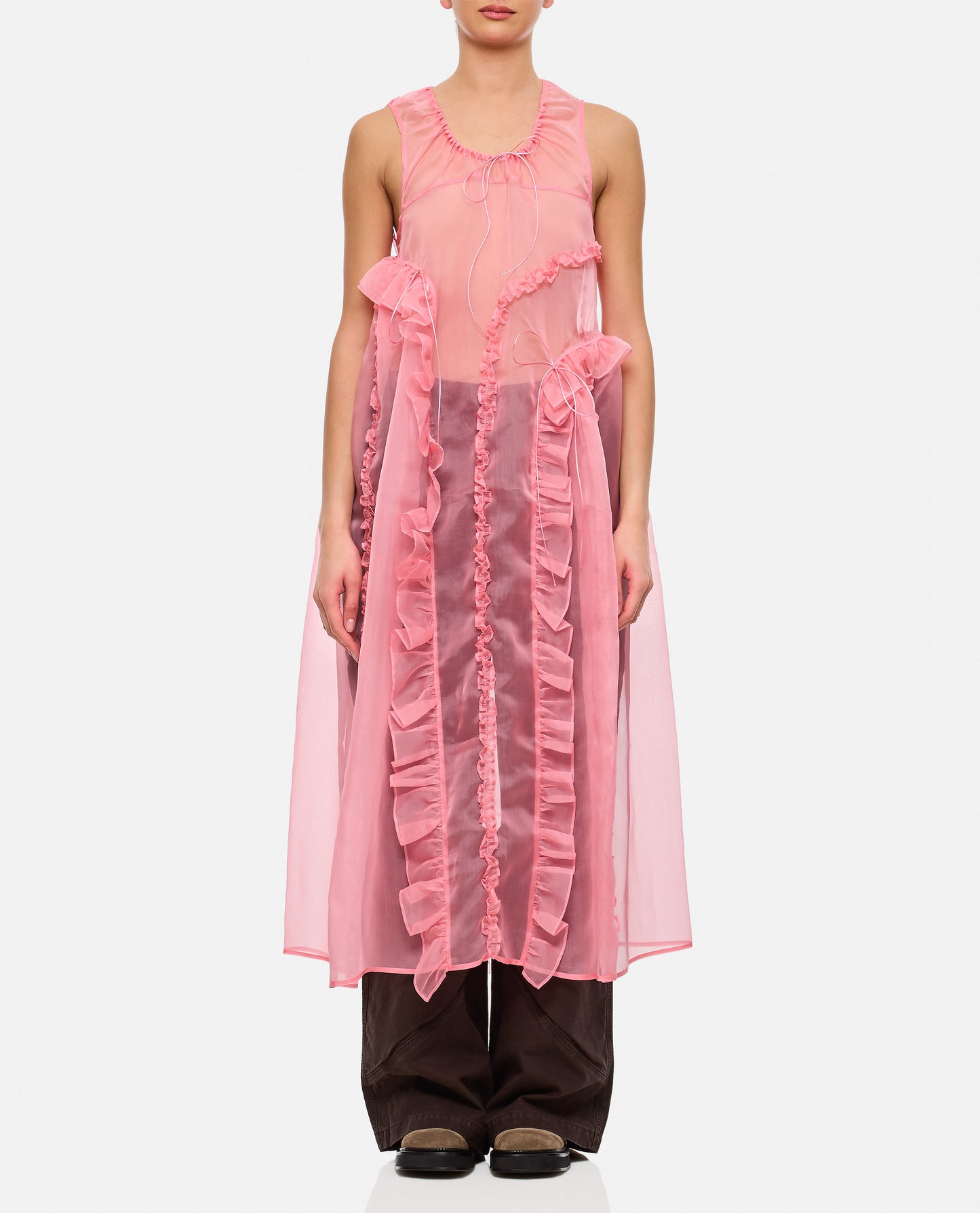 OPAL RUFFLE SILK SATIN DRESS