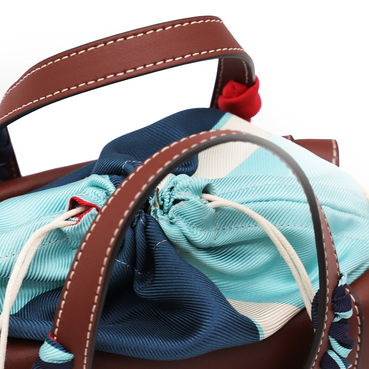 BROWN LEATHER HABANERA SILK SATCHELS BAG