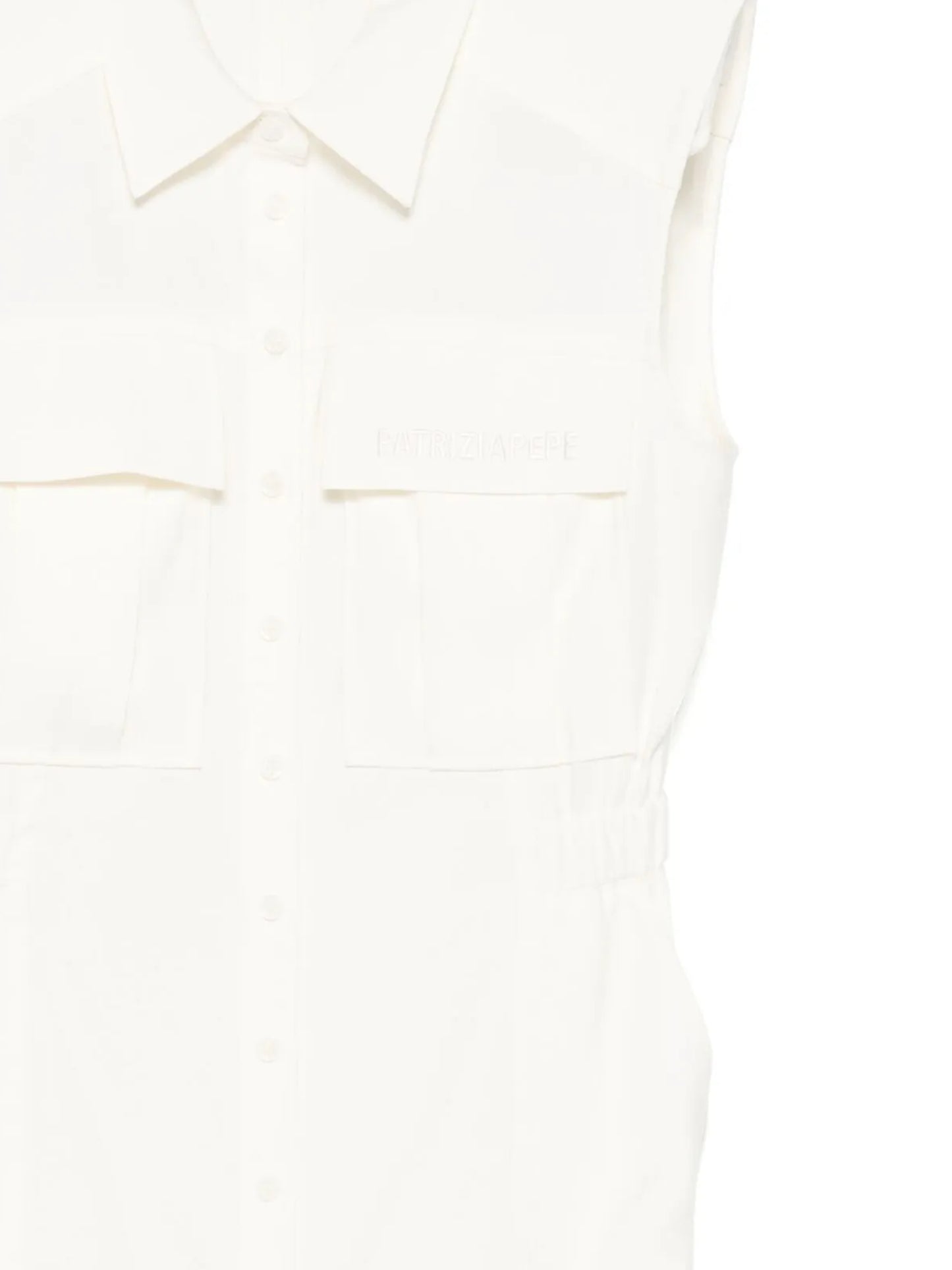 WHITE SLEEVELESS MINI SHIRT DRESS