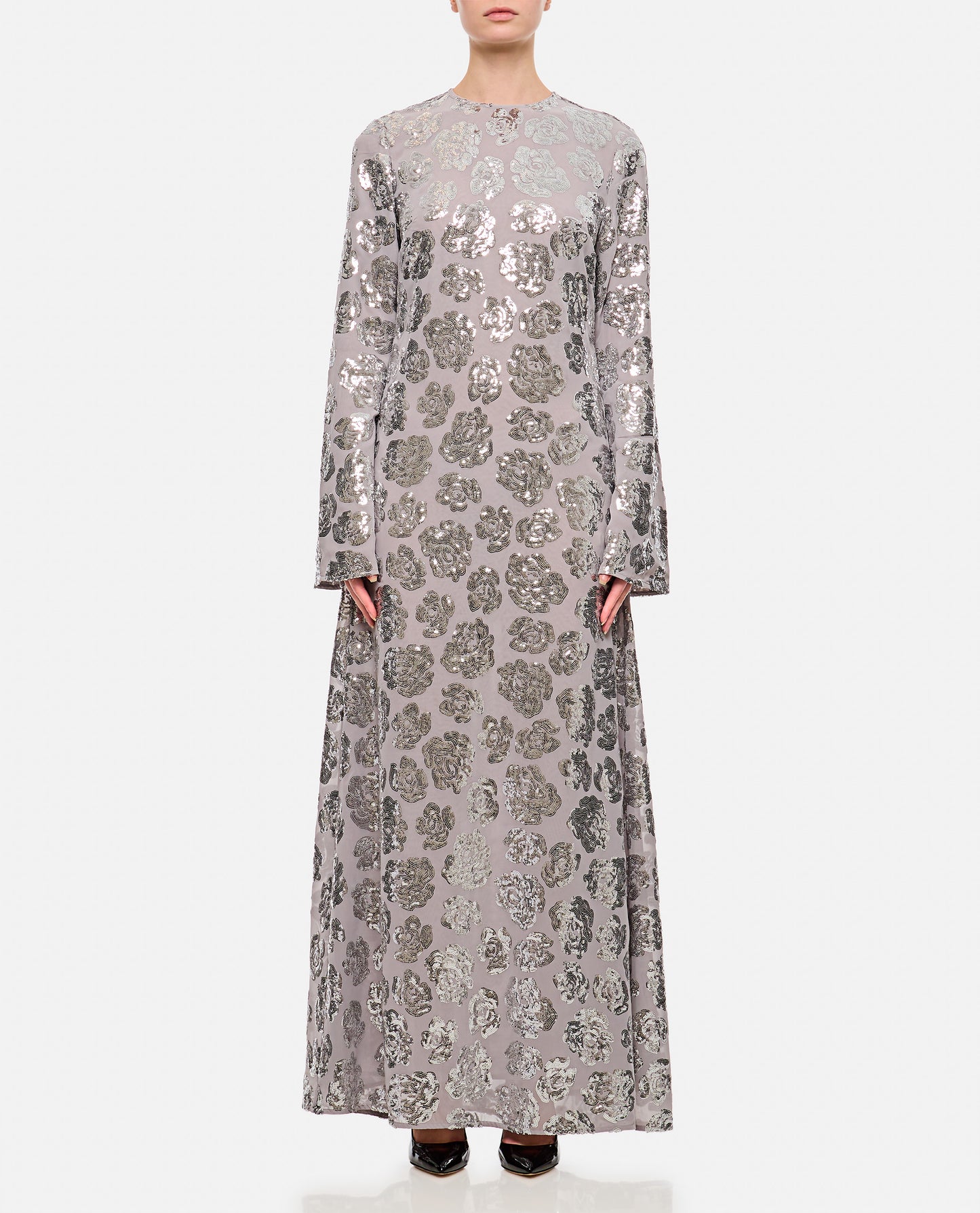 SEQUIN CHIFFON MAXI DRESS