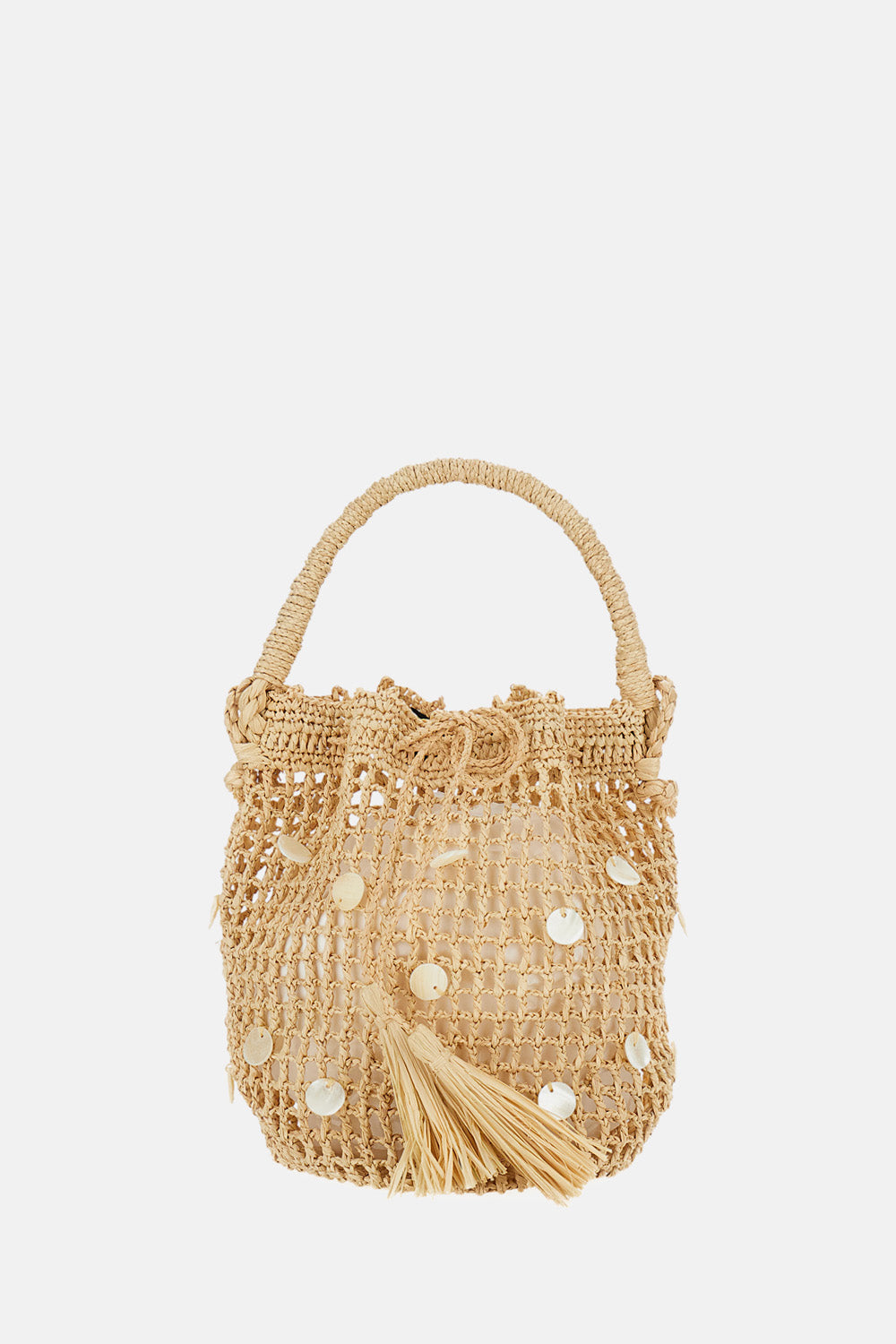 PRECIOUS MOMENTS RAFFIA BAG SAND PEARL