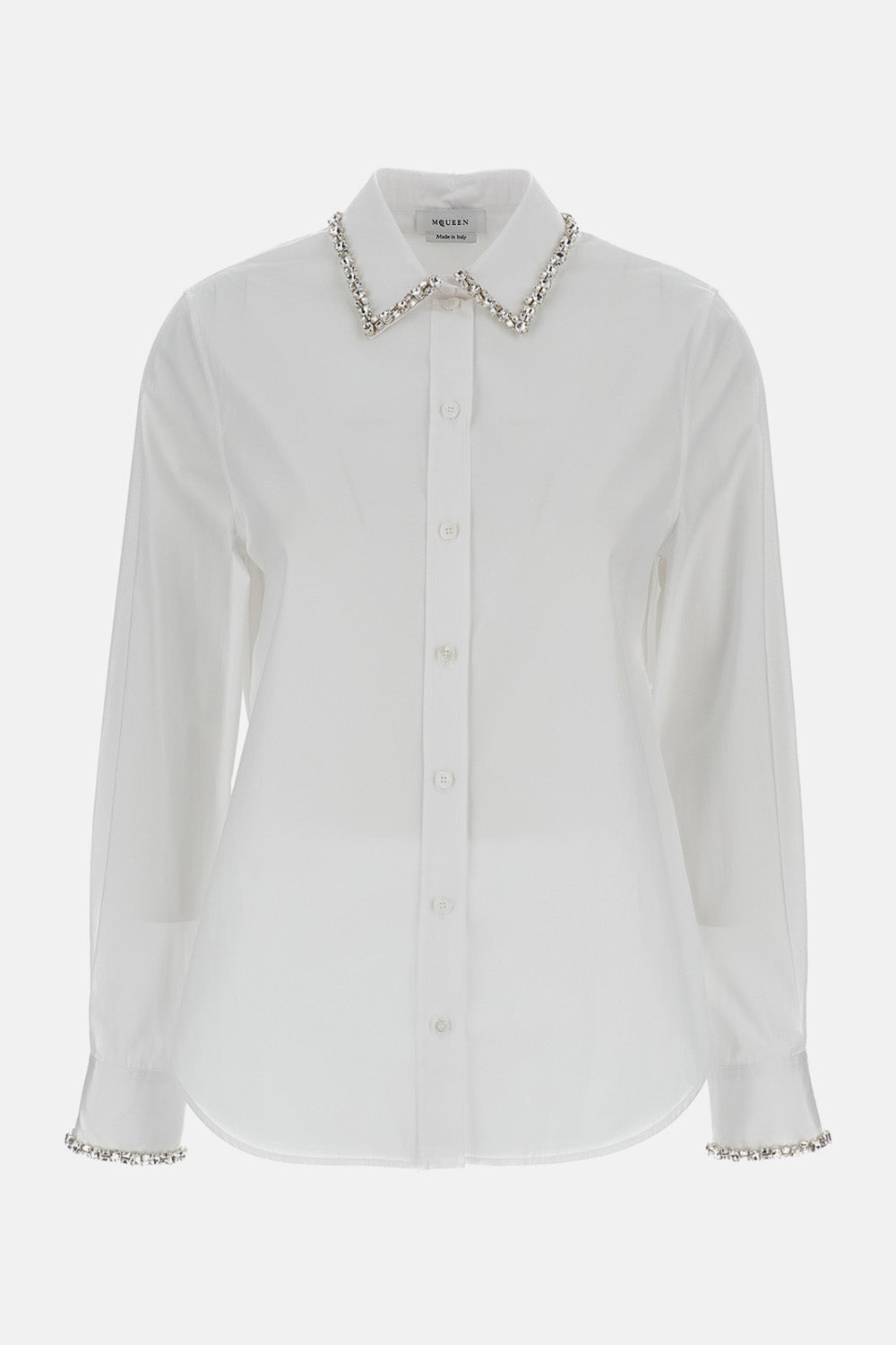 WHITE SHIRT WITH EMBROIDERED CRYSTALS