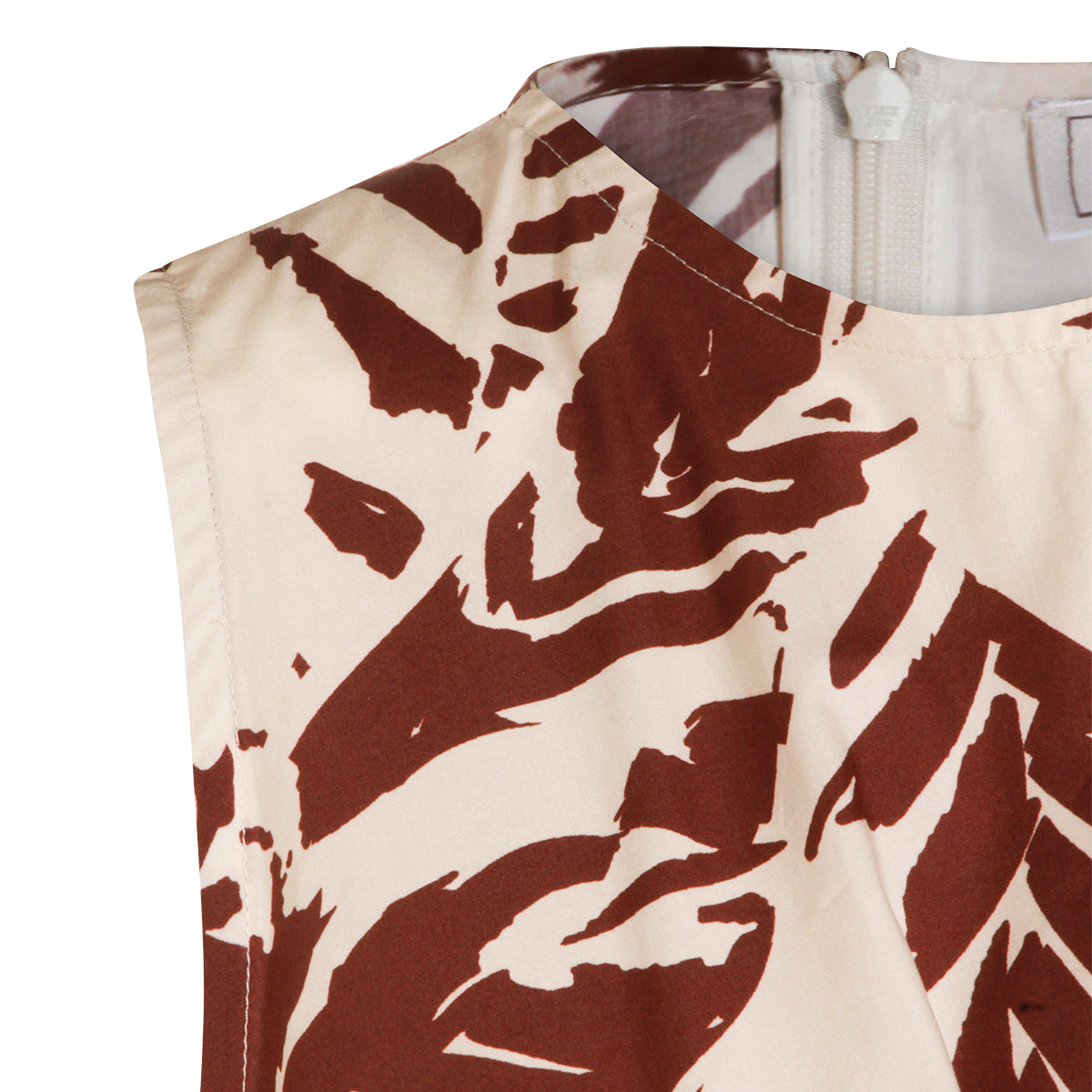 WHITE AND BROWN COTTON DRESS