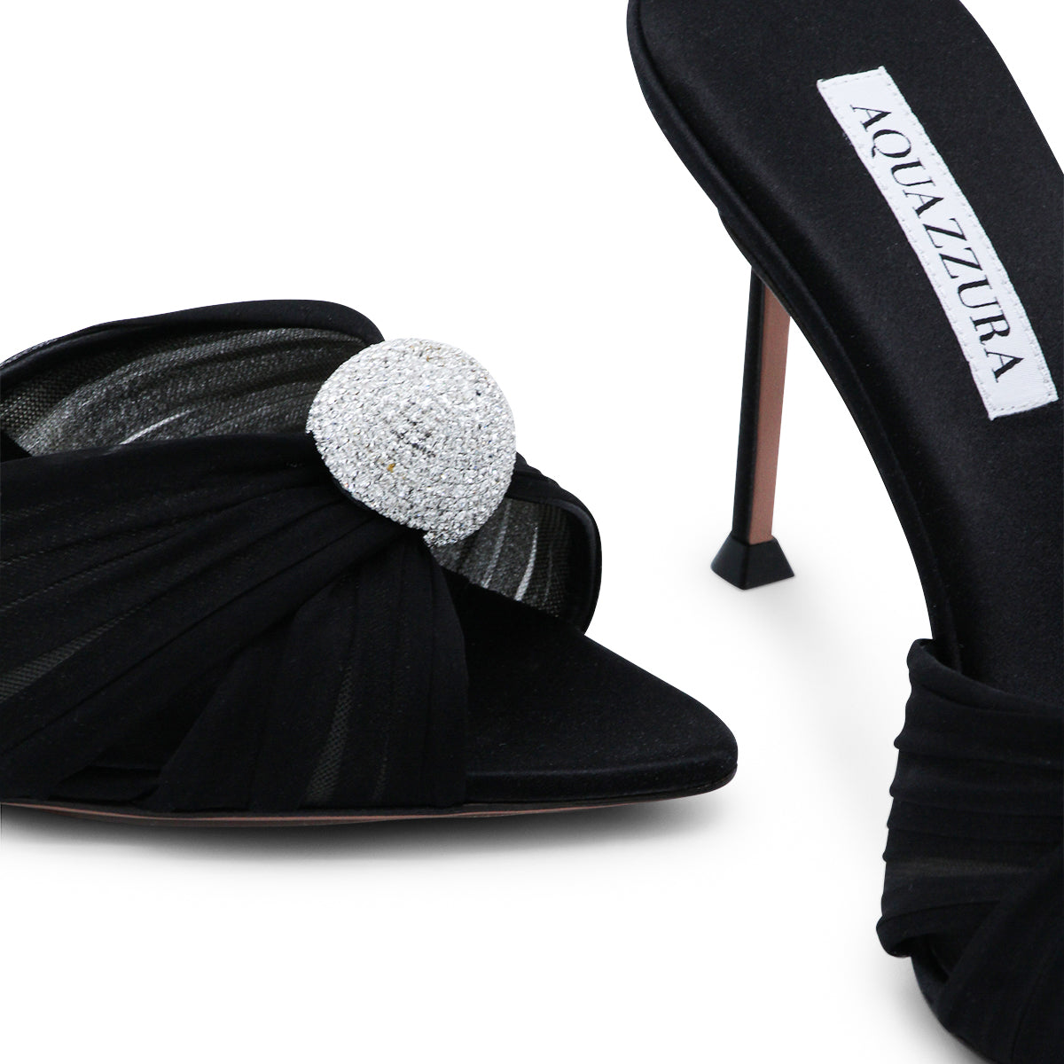 BLACK SATIN MISTERY MULES