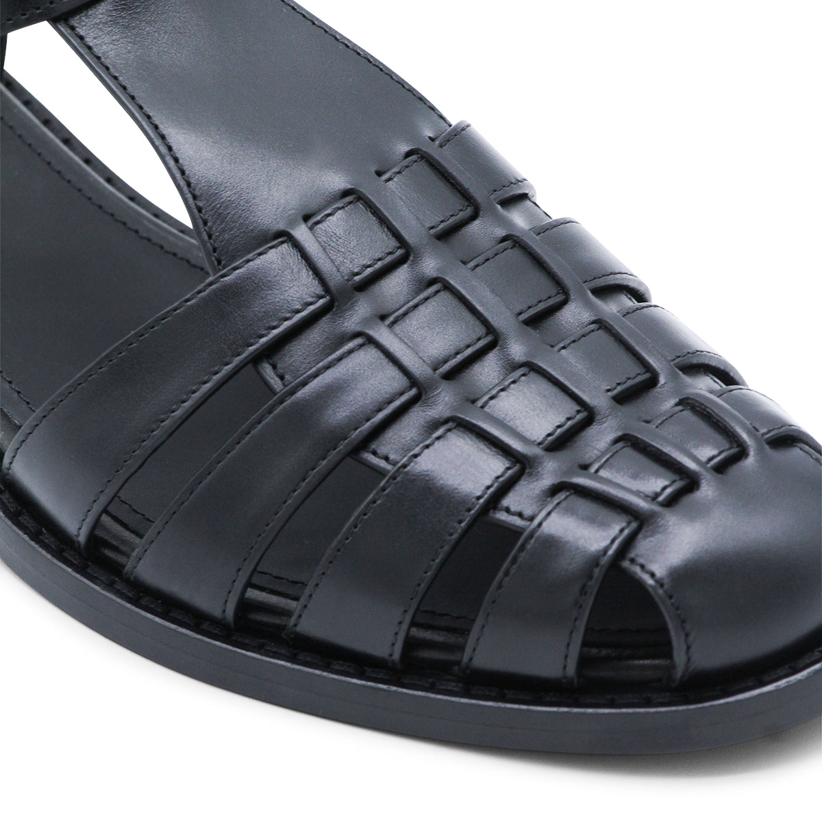 BLACK LEATHER KELSEY PRESTIGE SANDALS