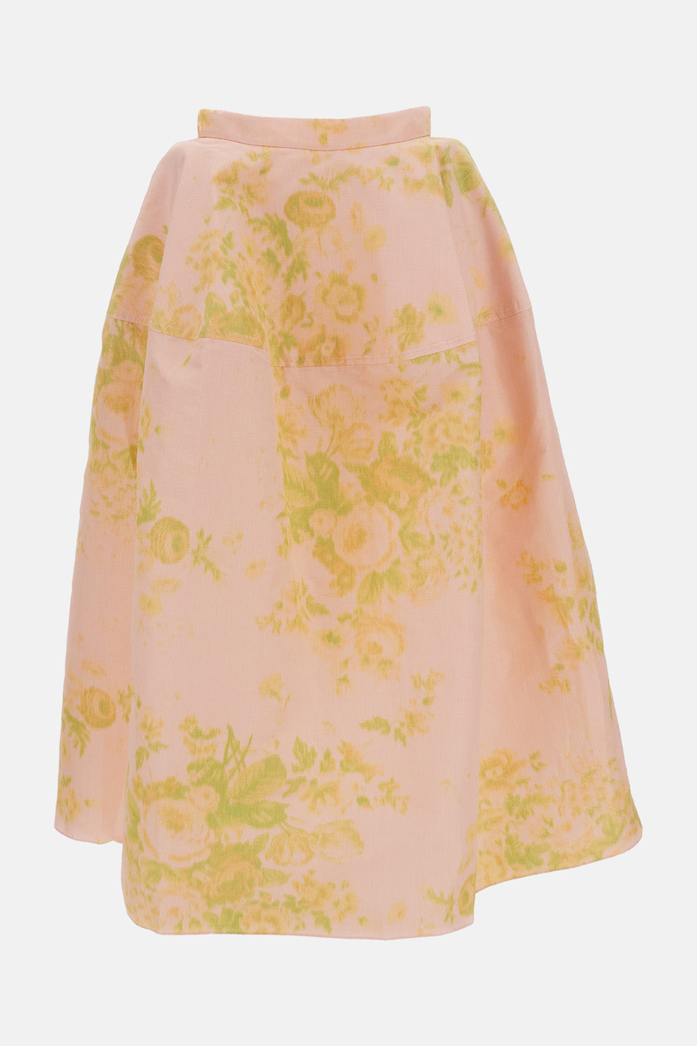 FLORAL PRINT LINEN CHINE MIDI FULL SKIRT
