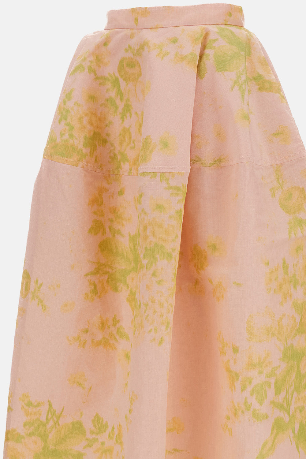 FLORAL PRINT LINEN CHINE MIDI FULL SKIRT