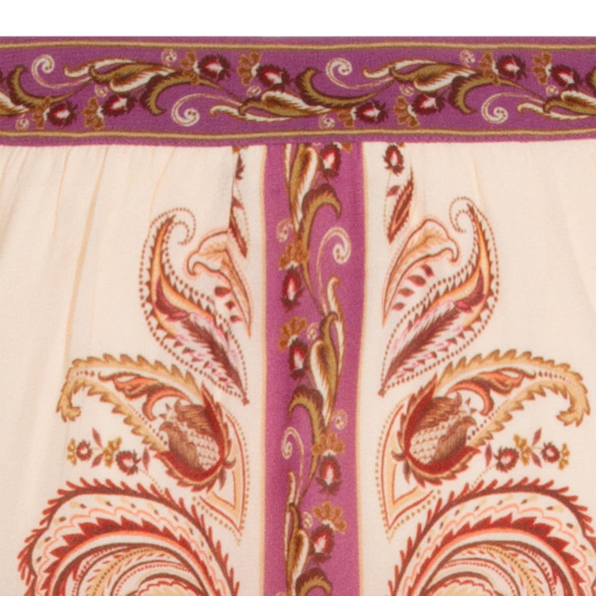 CREAM AND VIOLET VISCOSE SKIRT