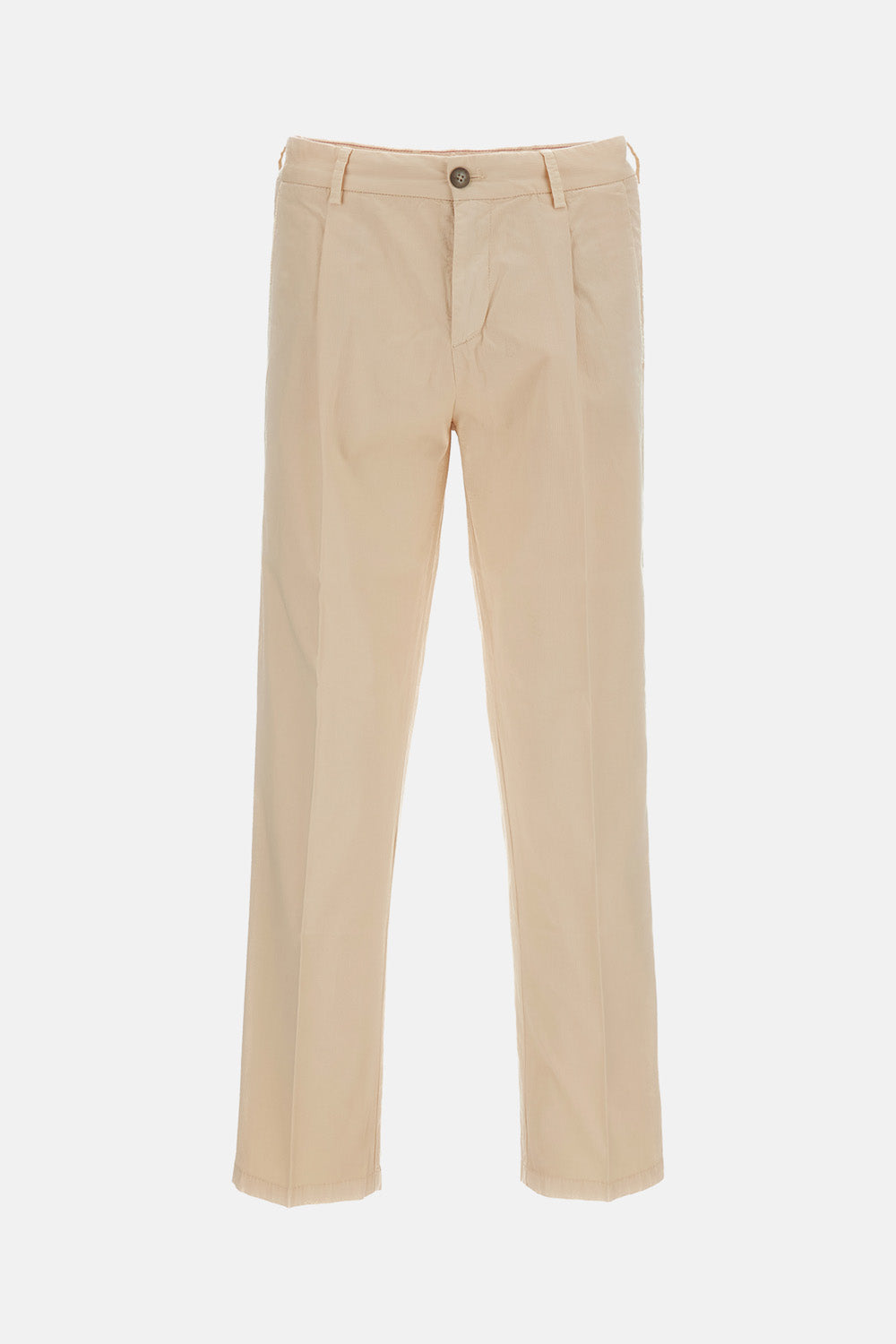 REGULAR FIT HERRINGBONE COTTON TROUSERS