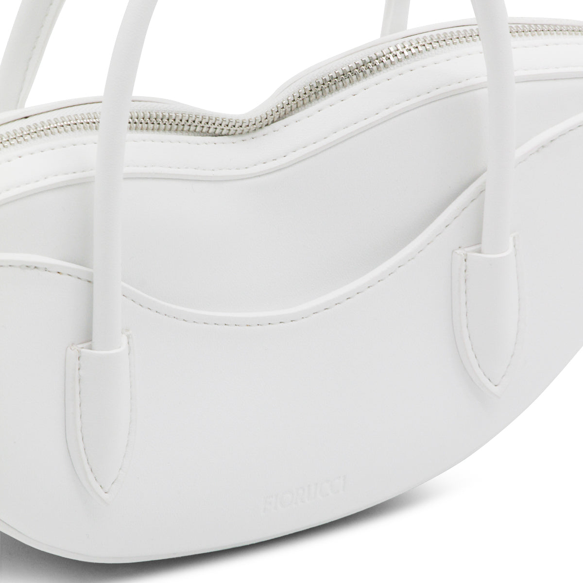 WHITE LEATHER TOP HANDLE BAG