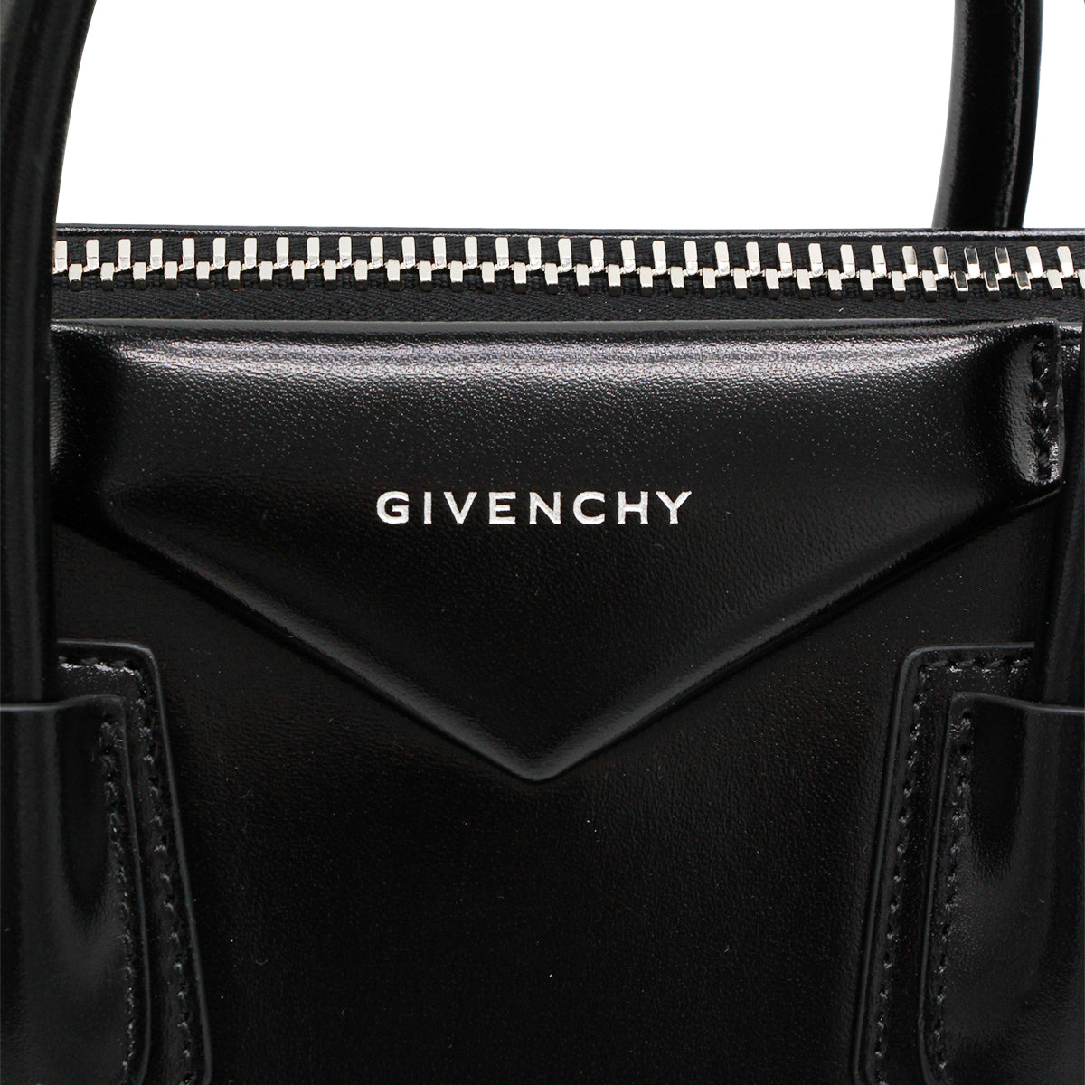 BLACK LEATHER ANTIGONA SMALL TOP HANDLE BAG