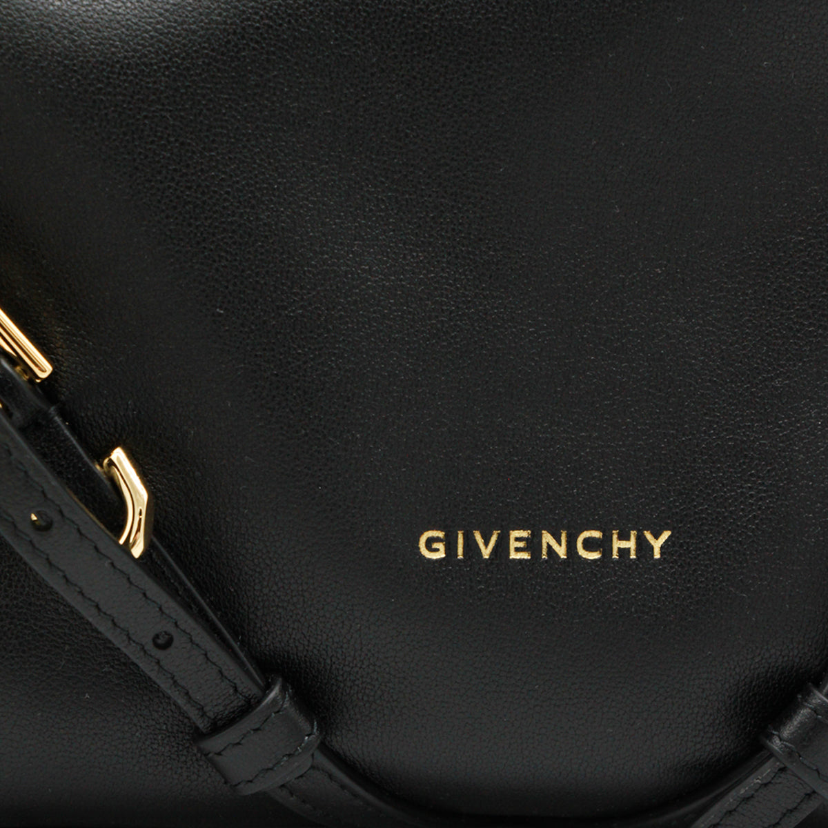 BLACK LEATHER VOYOU SHOULDER BAG