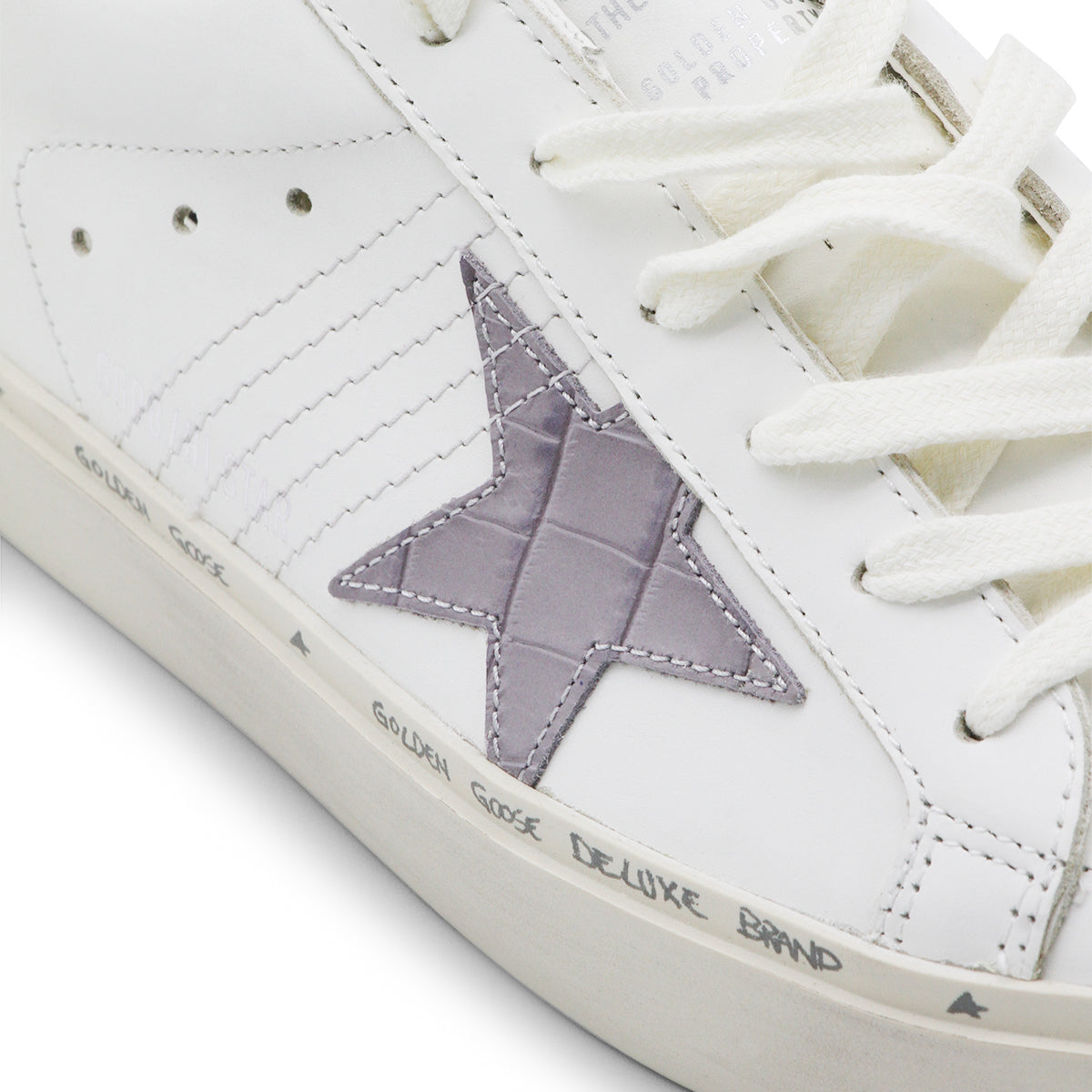 WHITE AND GREY LEATHER SNEAKERS