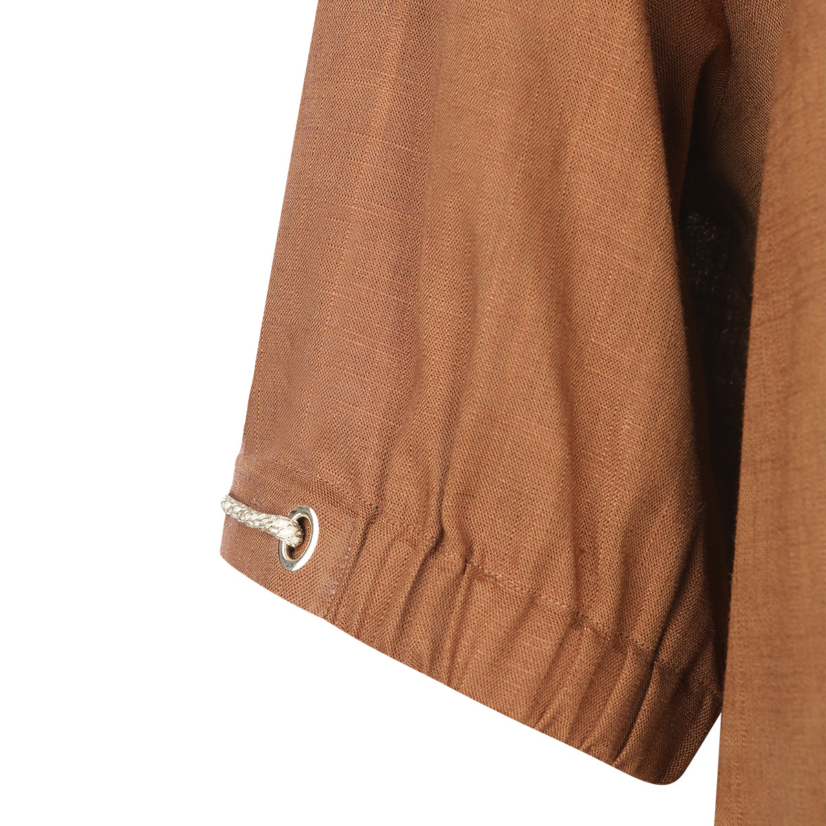 BROWN VISCOSE AND LINEN BLEND SHIRT