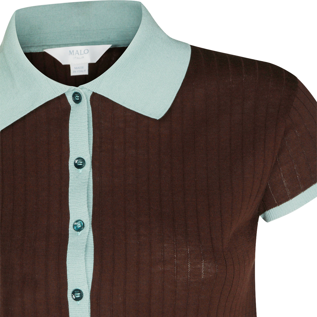 BROWN AND LIGHT BLUE COTTON POLO SHIRT