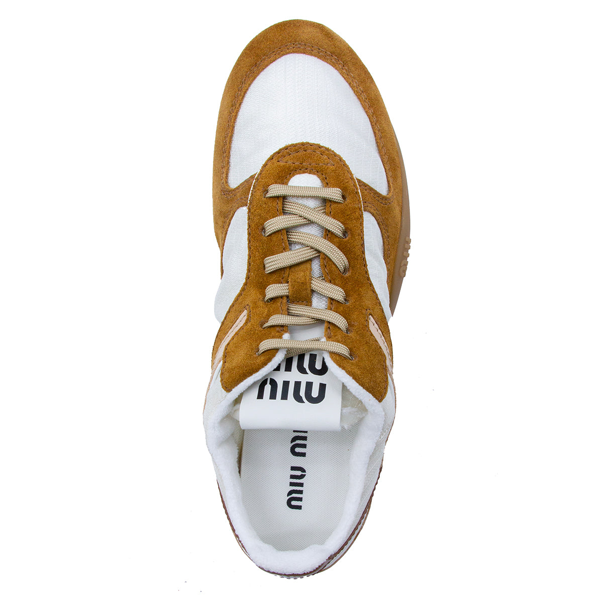 WHITE AND BROWN SUEDE SNEAKERS