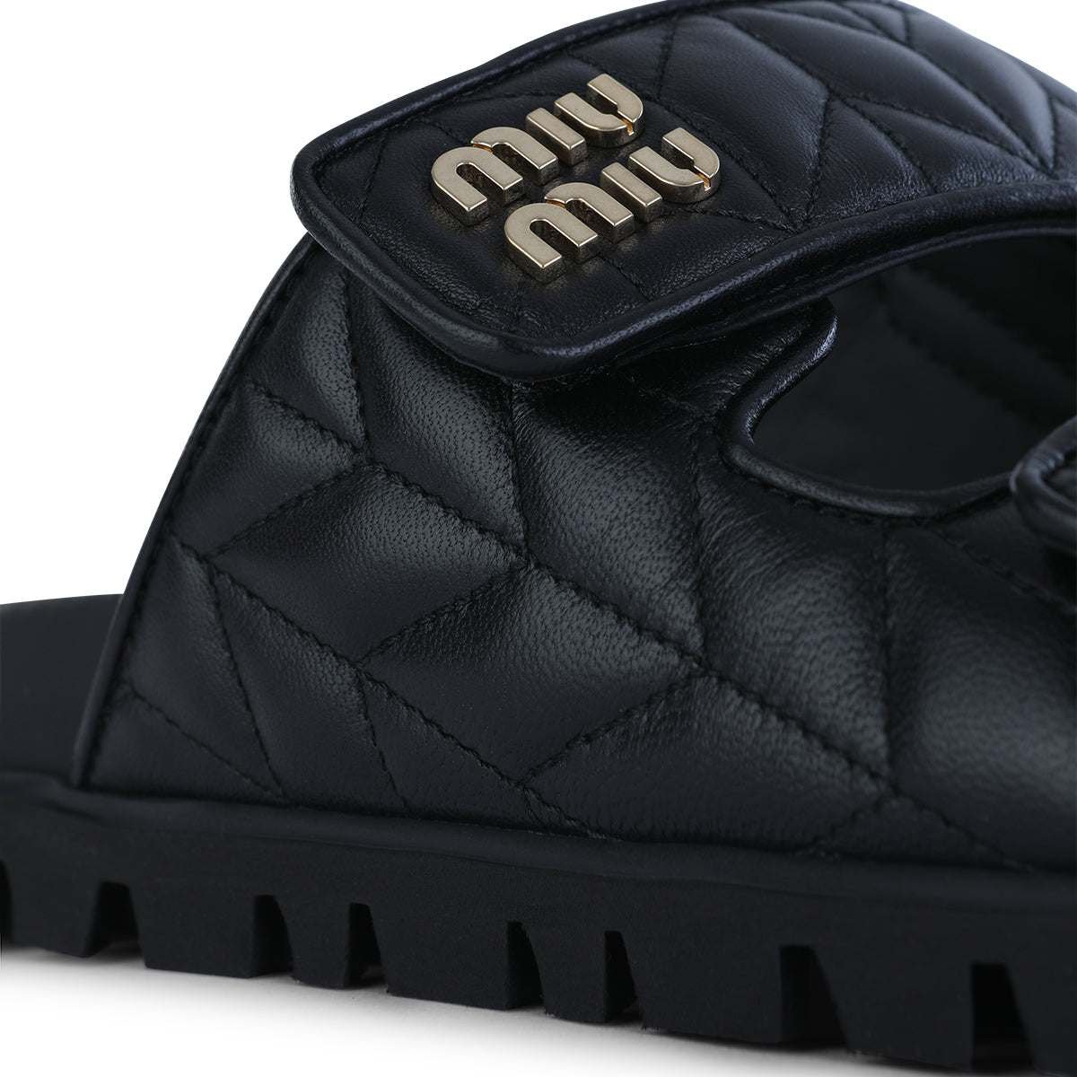 BLACK LEATHER LETTERING FLATS