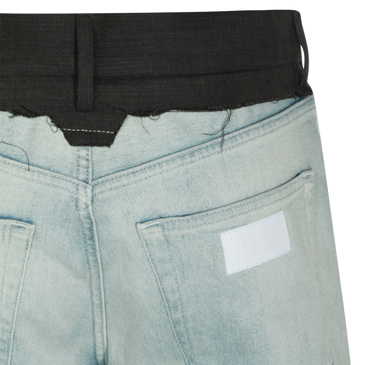 LIGHT BLUE AND BLACK COTTON JEANS