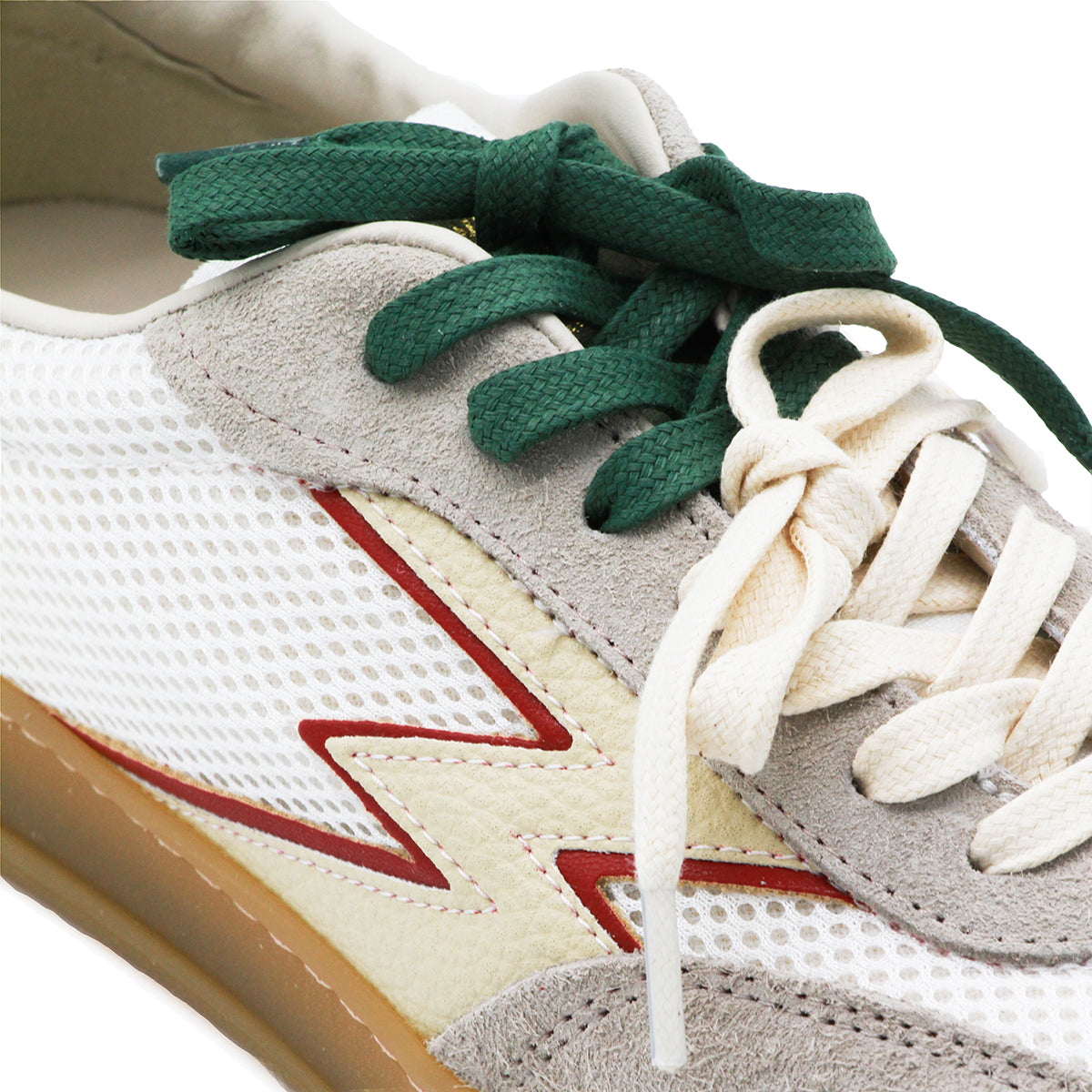WHITE AND GREEN LEATHER SNEAKERS