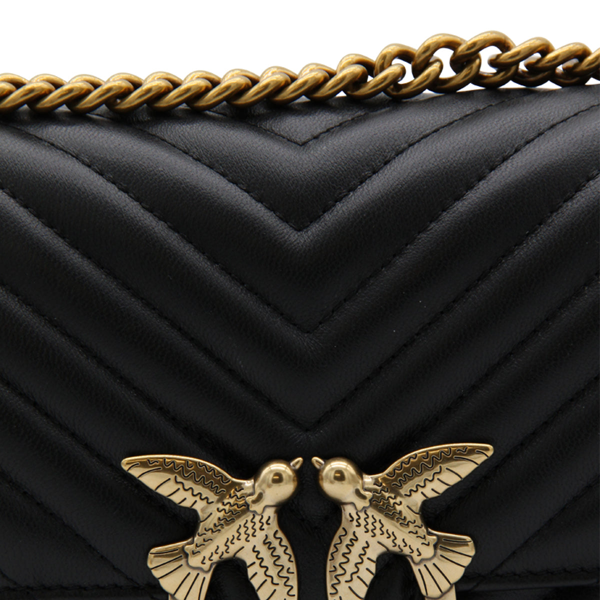 BLACK LEATHER CLASSIC ICON LOVE SHOULDER BAG