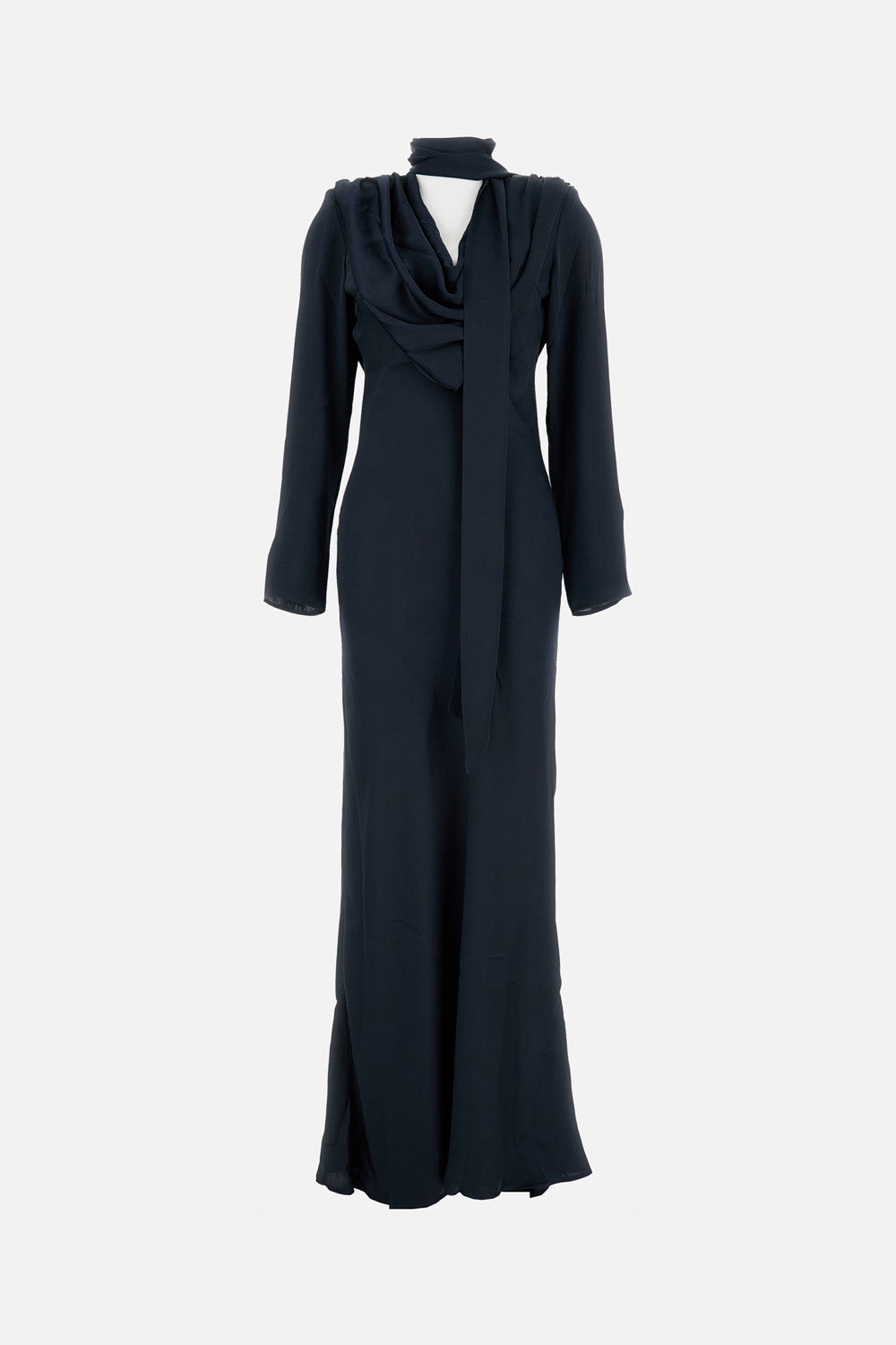 LONG DRAPED SATIN DRESS