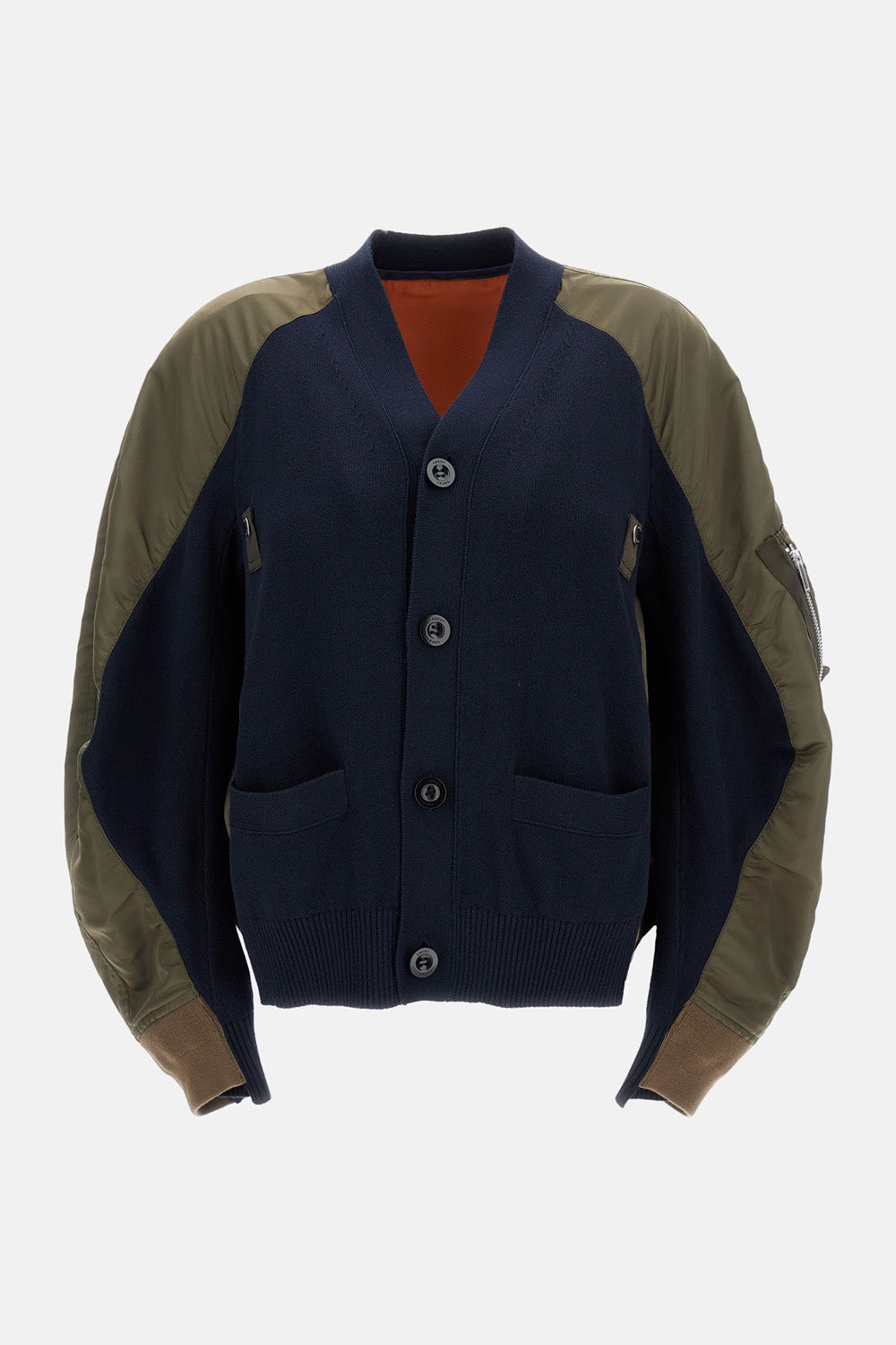 NYLON TWILL X KNIT CARDIGAN