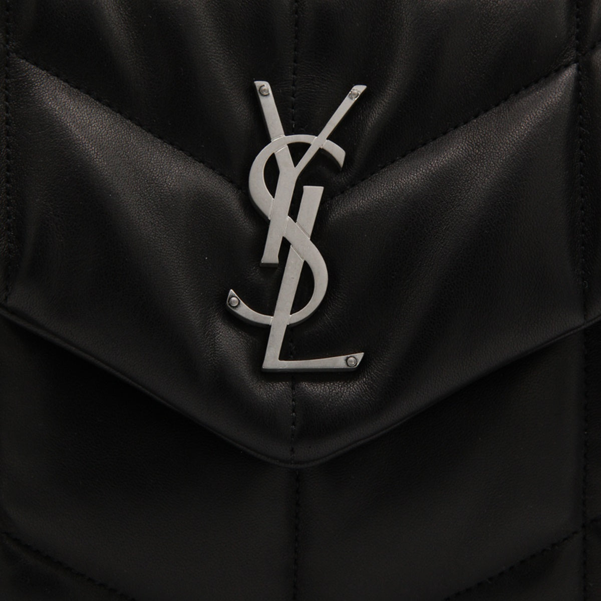 BLACK LEATHER YSL BO MNG PUFFER S