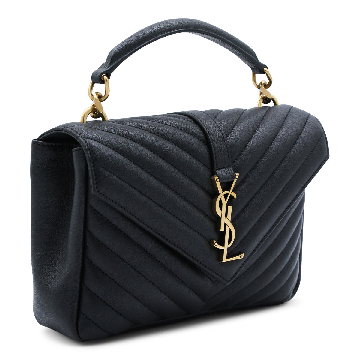 BLACK LAMB LEATHER YSL BO MNG COLLEGE M CROSSBODY BAG