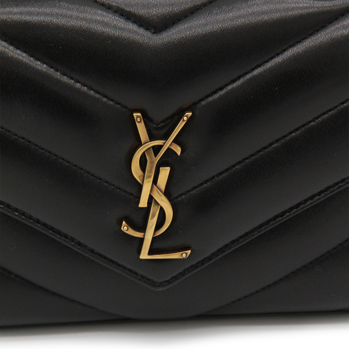 BLACK LEATHER LOULOU SMALL SHOULDER BAG