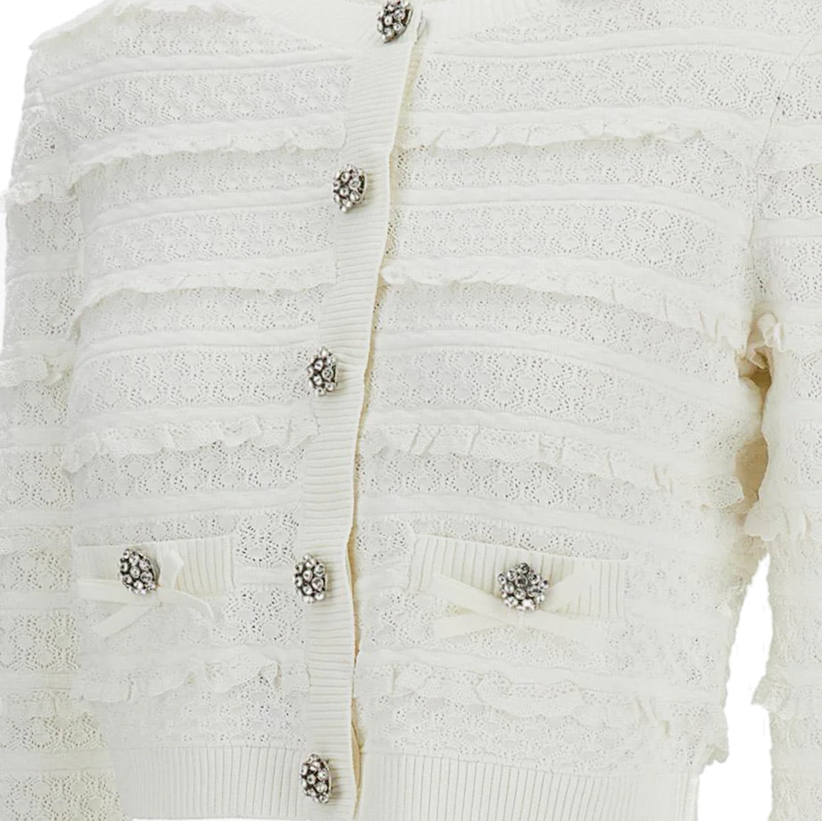 WHITE CROPPED CARDIGAN