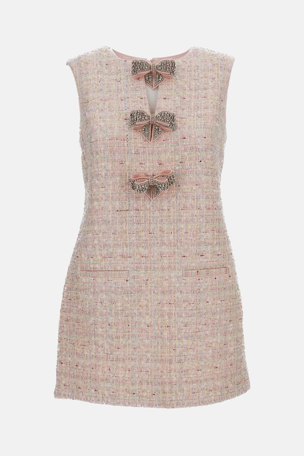 SEQUIN BOUCLE BOW MINI DRESS