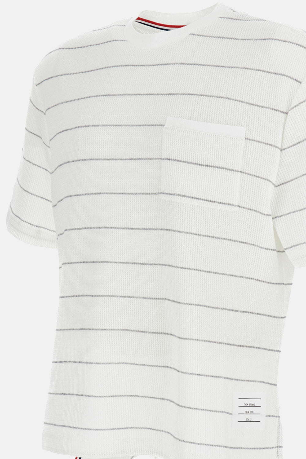 SHORT SLEEVE TEE IN TEXTURED STRIPE WAFFLE
