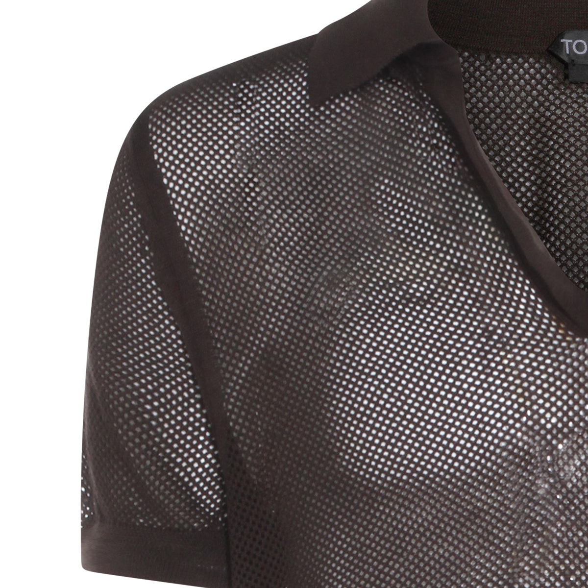 CHOCOLATE COTTON AND SILK BLEND POLO SHIRT