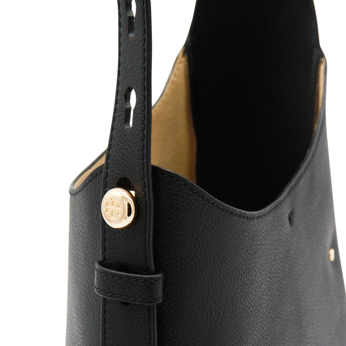 BLACK LEATHER HOBO ROMY SMALL SHOULDER BAG