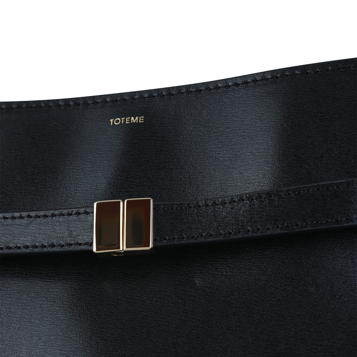 BLACK LEATHER BELTED CROSSBODY BAG
