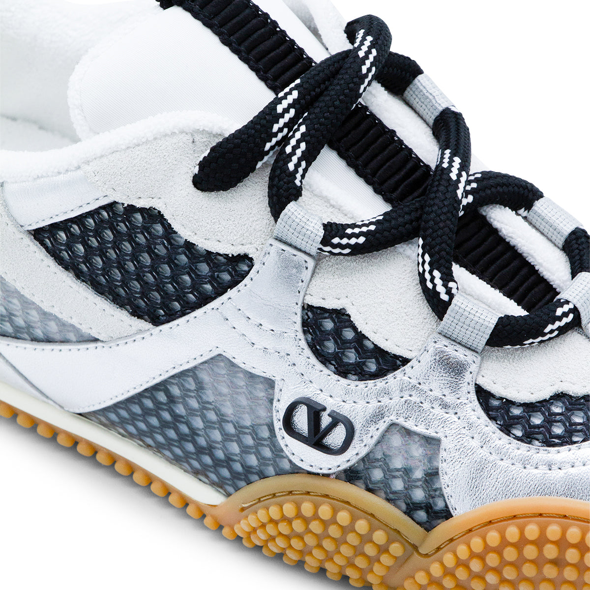 WHITE AND BLACK LEATHER AMPHIBIA SNEAKERS