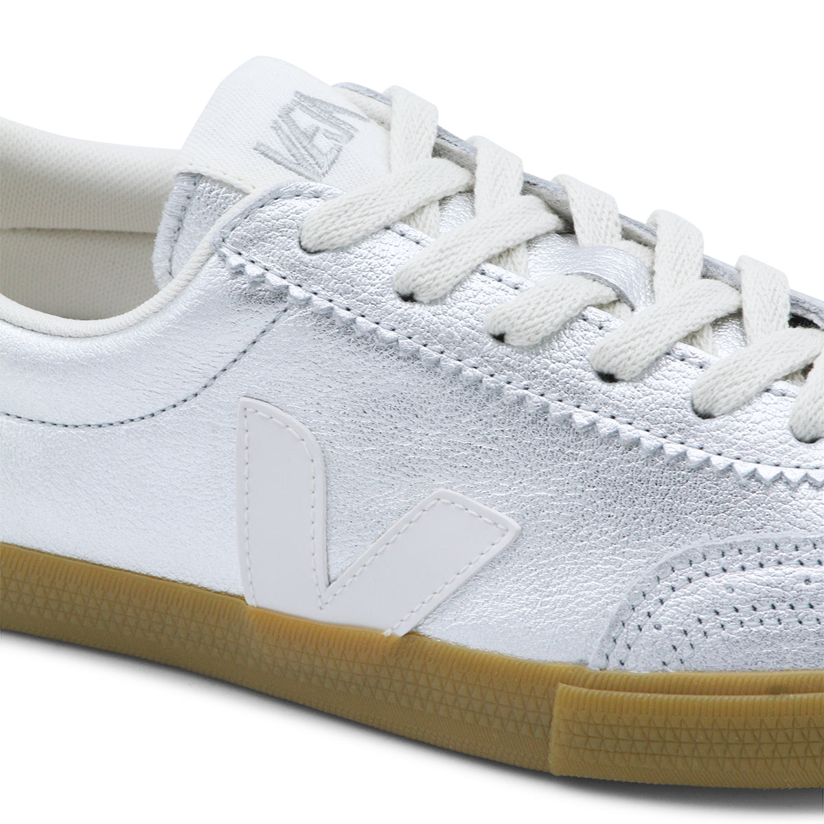 SILVER WHITE LEATHER SNEAKERS