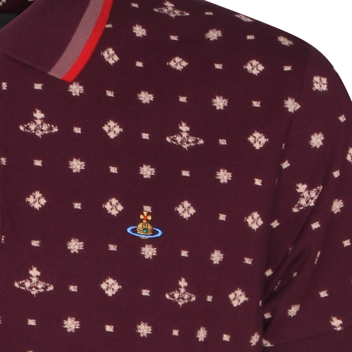 BURGUNDY COTTON ORB POLO SHIRT
